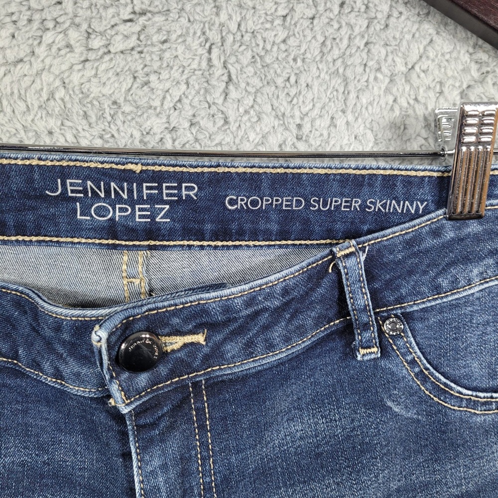 Jennifer Lopez Womens Jeans Size 18 Cropped Super Skinny Distressed Denim - Picture 2 of 8